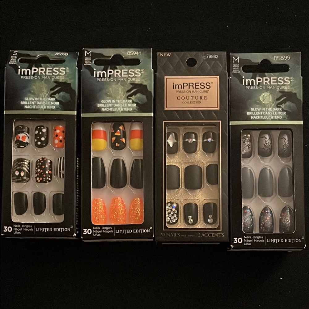 Impress Halloween glow in the dark lot of 4 manicure nail sets NIB